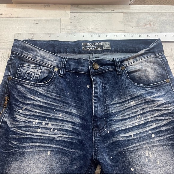 Demolition Black Label Acid Splash Distressed Jeans 34/30 - Picture 11 of 14